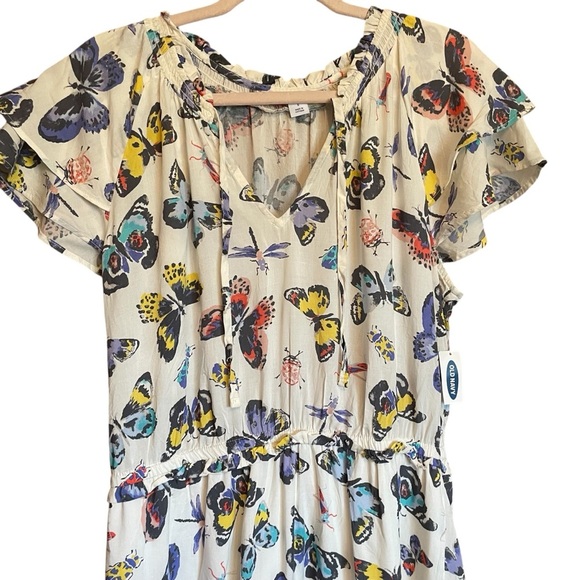 Old Navy Butterfly Print Dress-Size Large-NWT-V Neck - Picture 4 of 12
